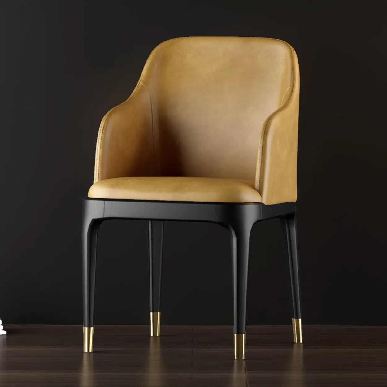 Modern Orange Curved-Back Leather Dining Chair — Burgundy / With Arms / Tech Cloth