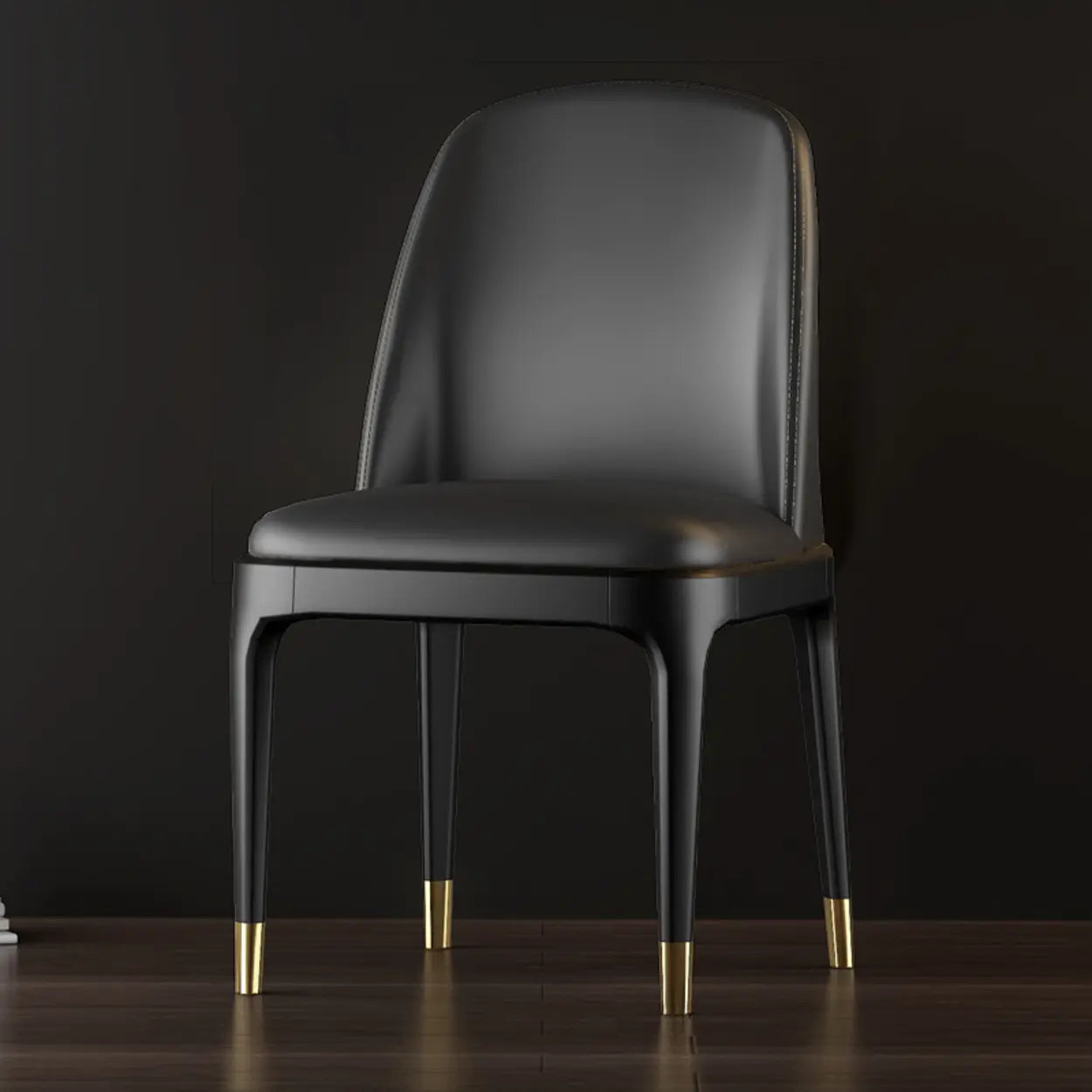 Modern Orange Curved-Back Leather Dining Chair — Light Brown / With Arms / Leather