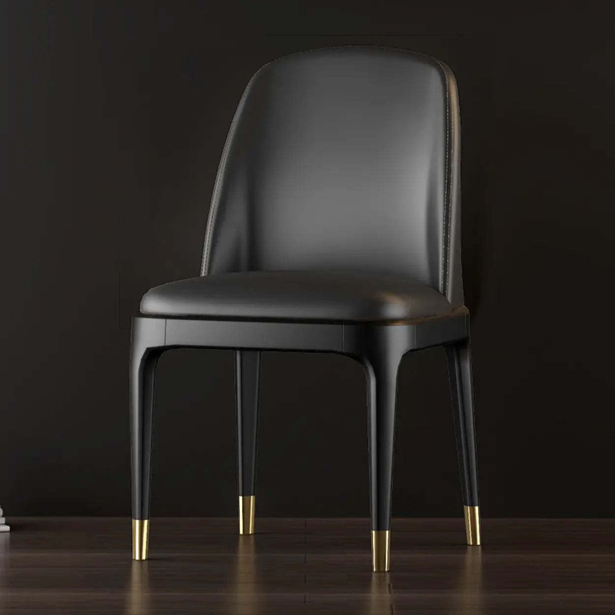 Modern Orange Curved-Back Leather Dining Chair — Light Brown / With Arms / Leather