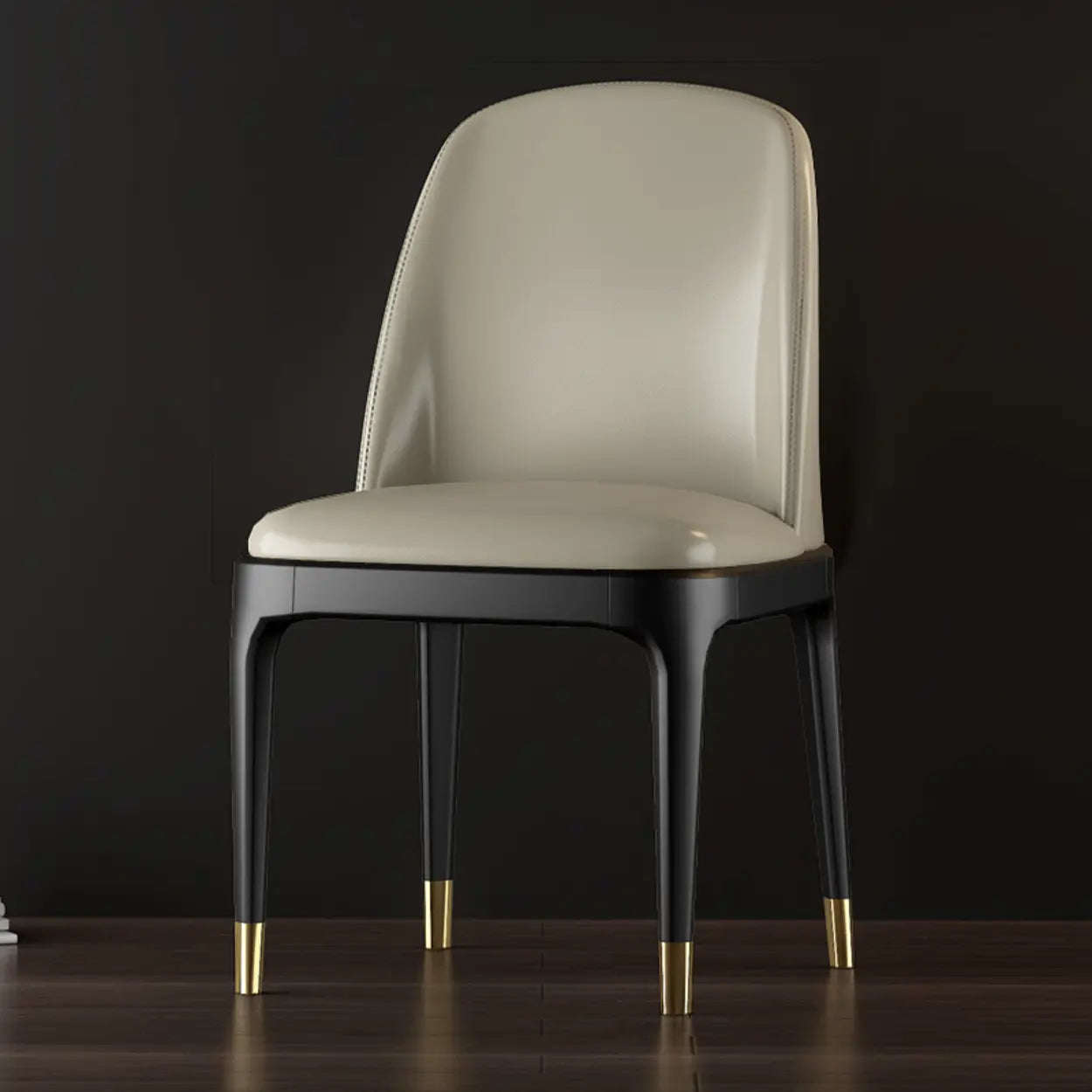 Modern Orange Curved-Back Leather Dining Chair — Black / Upholstered Chairs / Tech Cloth