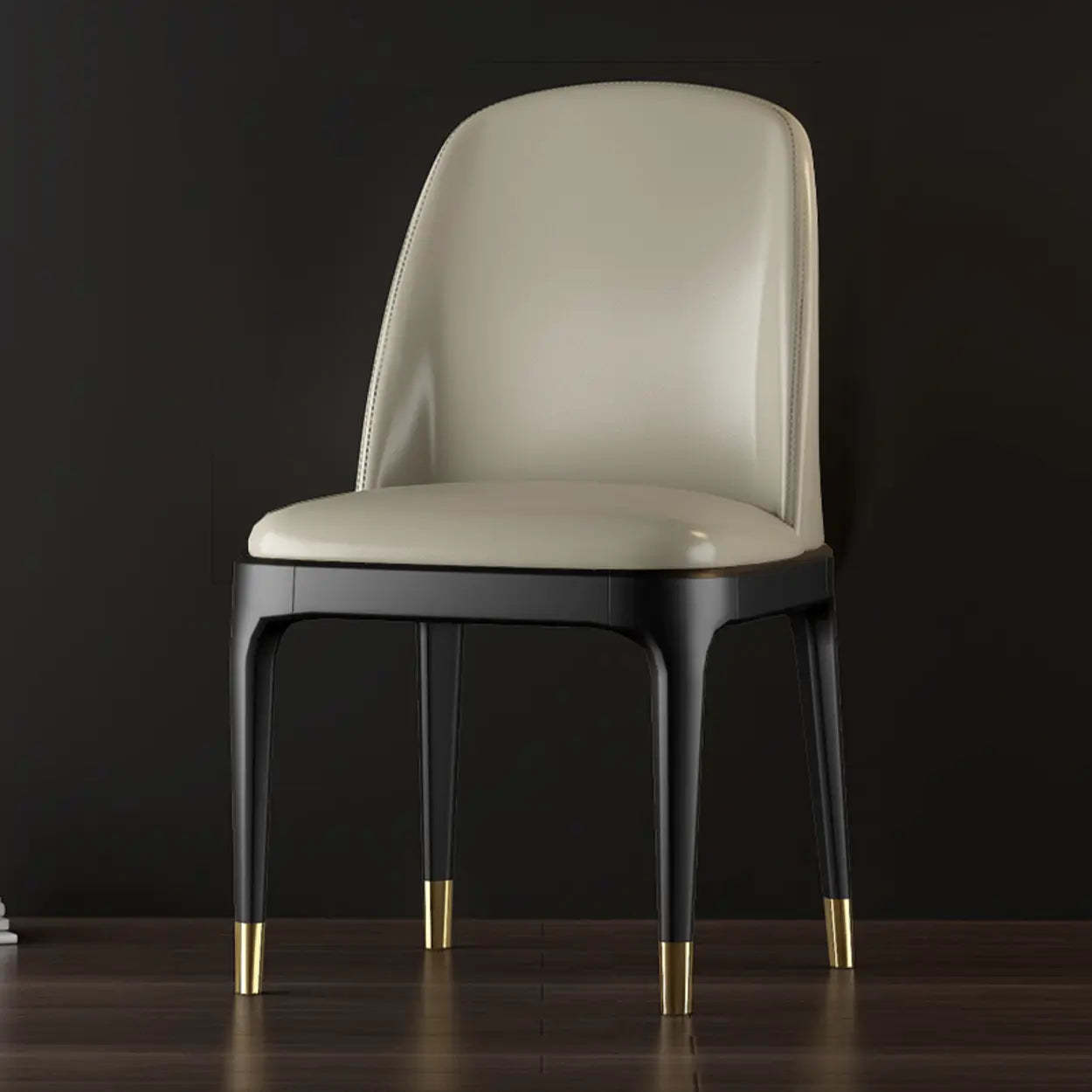 Modern Orange Curved-Back Leather Dining Chair — Black / Upholstered Chairs / Tech Cloth