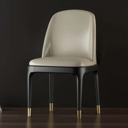 Modern Orange Curved-Back Leather Dining Chair — Black / Upholstered Chairs / Tech Cloth