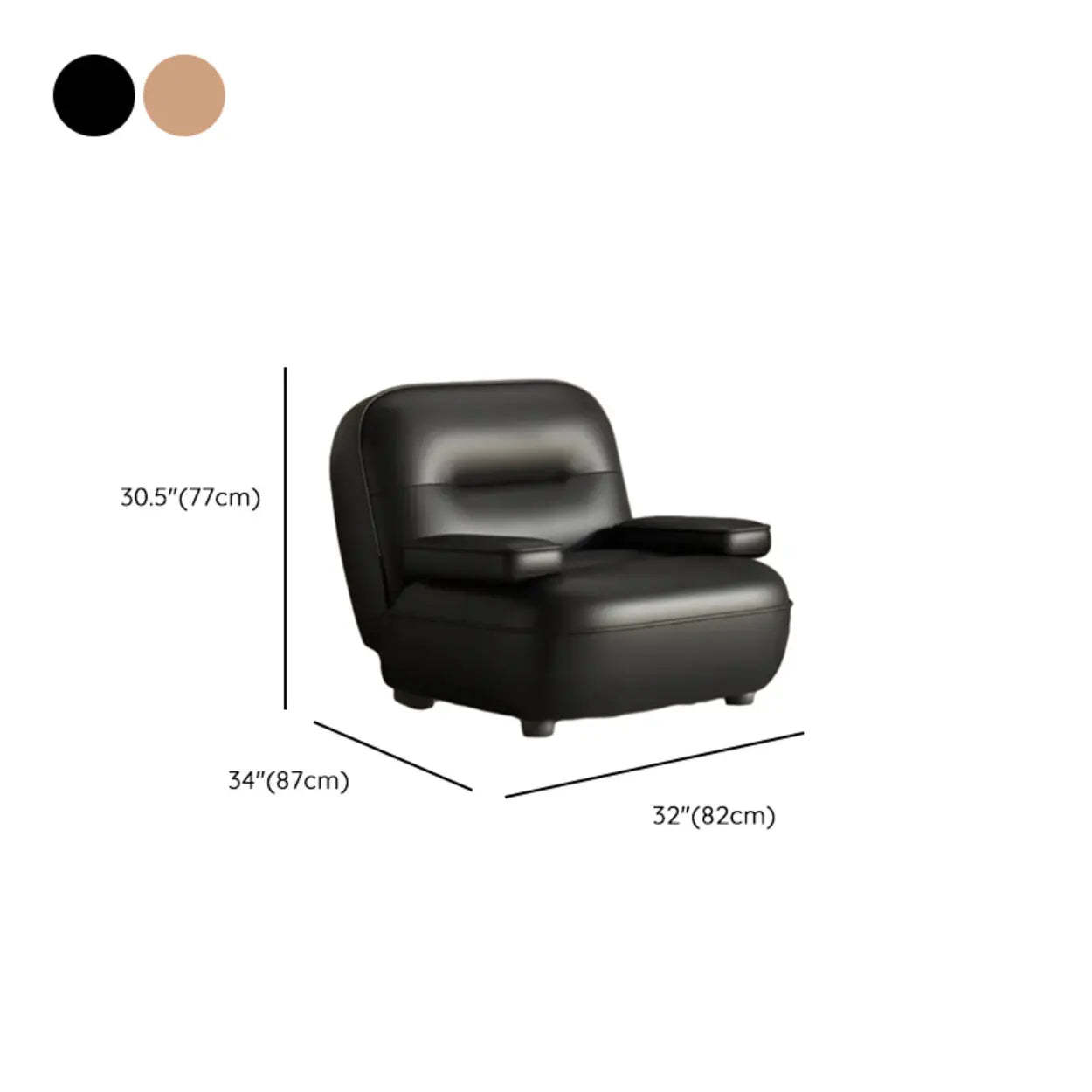 Modern Orange Leather Reclining Accent Chair