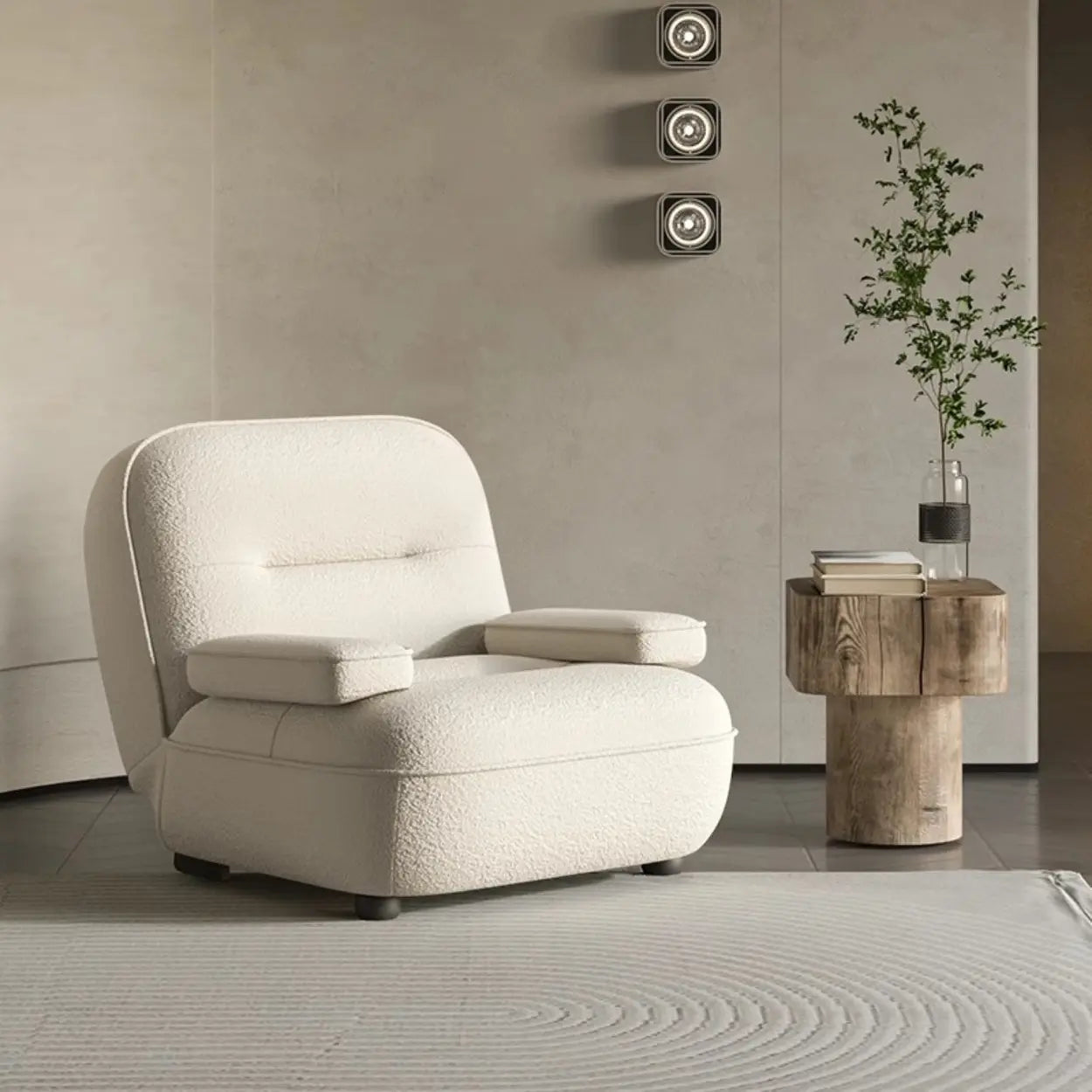 Modern Orange Leather Reclining Accent Chair — Sherpa / Green