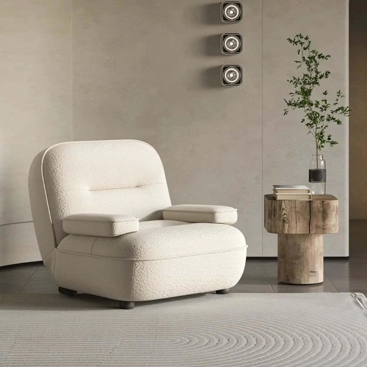 Modern Orange Leather Reclining Accent Chair — Sherpa / Green