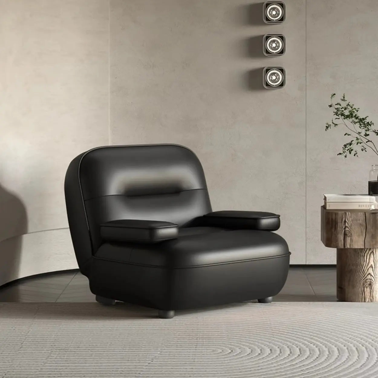 Modern Orange Leather Reclining Accent Chair