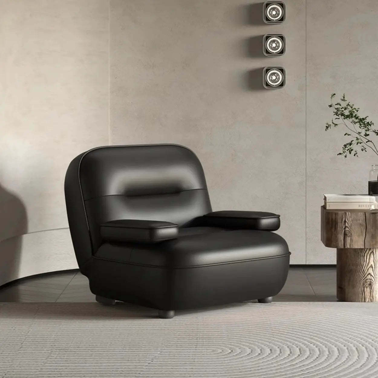 Leather or Sherpa Reclining Accent Chair with Arms