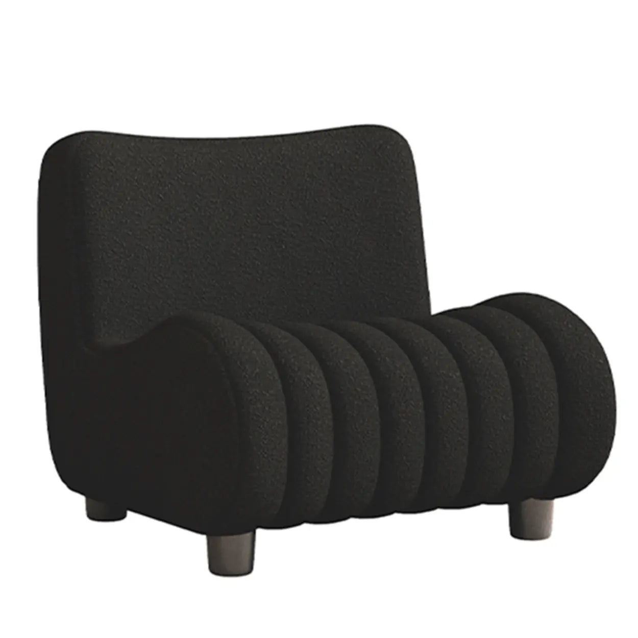 Modern Orange Sherpa Lounge Accent Chair — Black / Sherpa