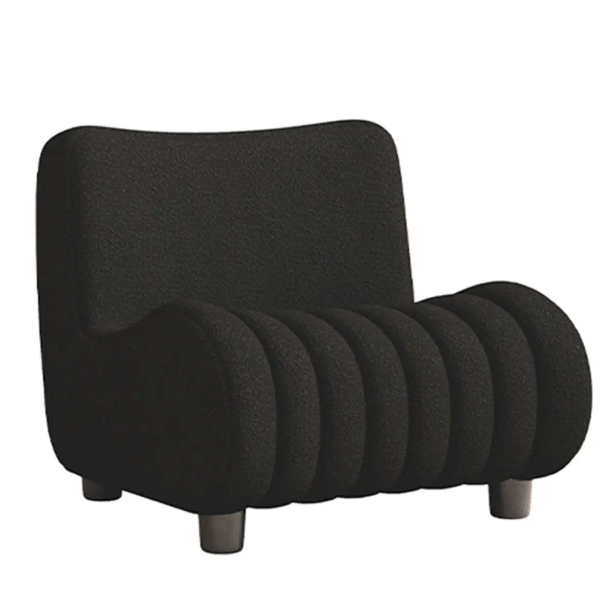 Modern Orange Sherpa Lounge Accent Chair — Black / Sherpa