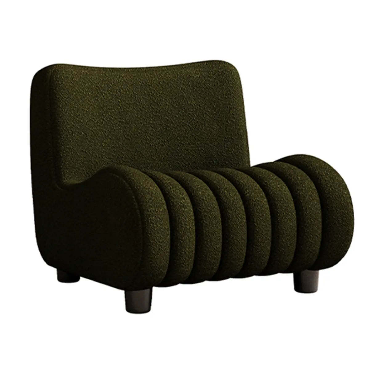 Modern Orange Sherpa Lounge Accent Chair — Khaki / Sherpa