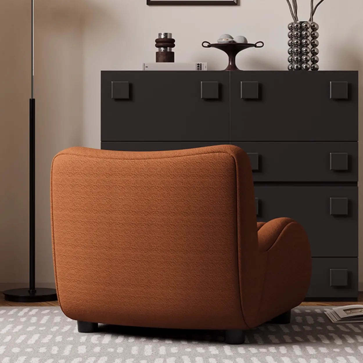 Modern Orange Sherpa Lounge Accent Chair