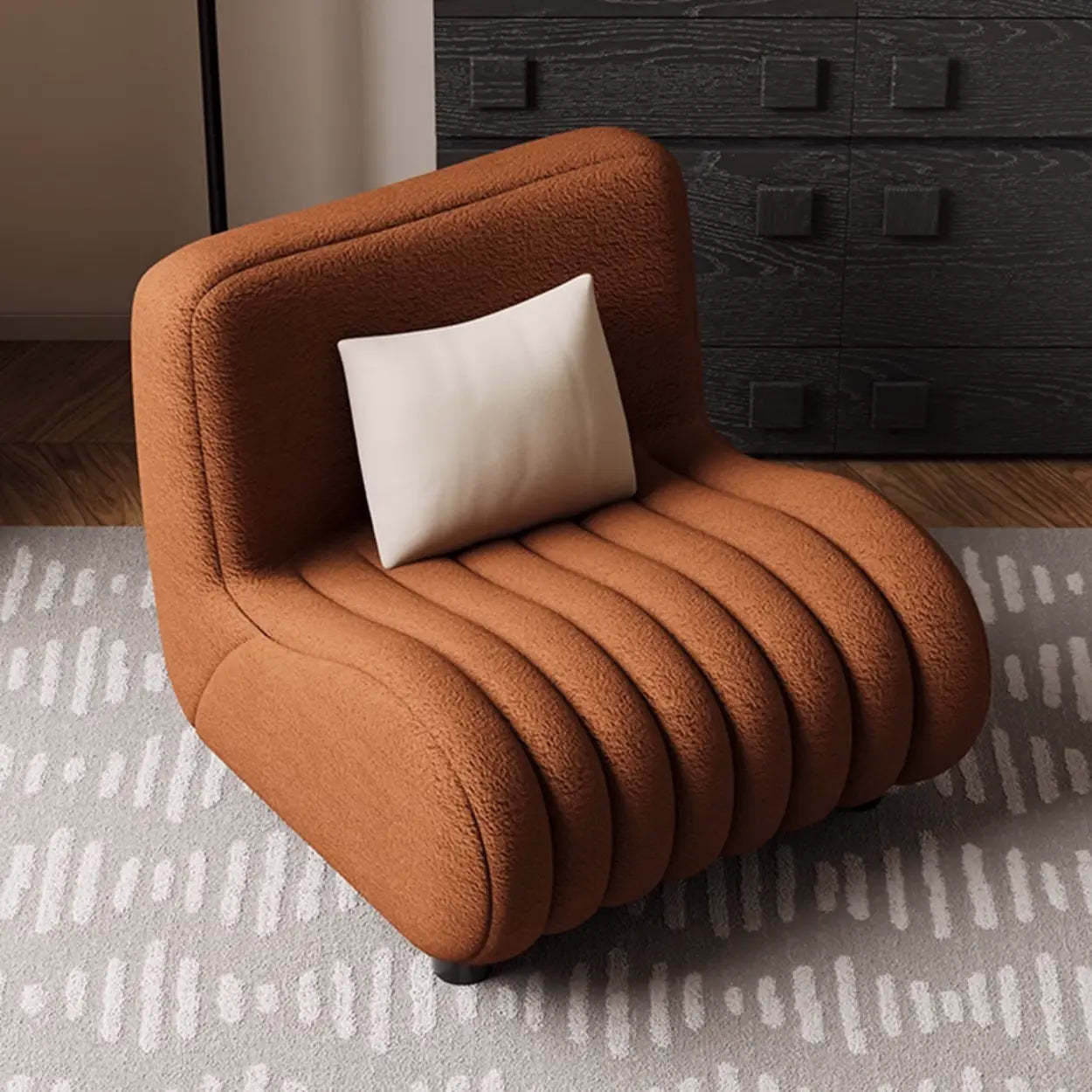 Modern Orange Sherpa Lounge Accent Chair