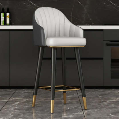 Leather Bucket Swivel Bar Stool — Orange / Fixed