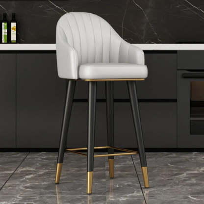 Leather Bucket Swivel Bar Stool — Orange / Fixed