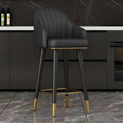 Leather Bucket Swivel Bar Stool — Orange/Coffee / Swivel