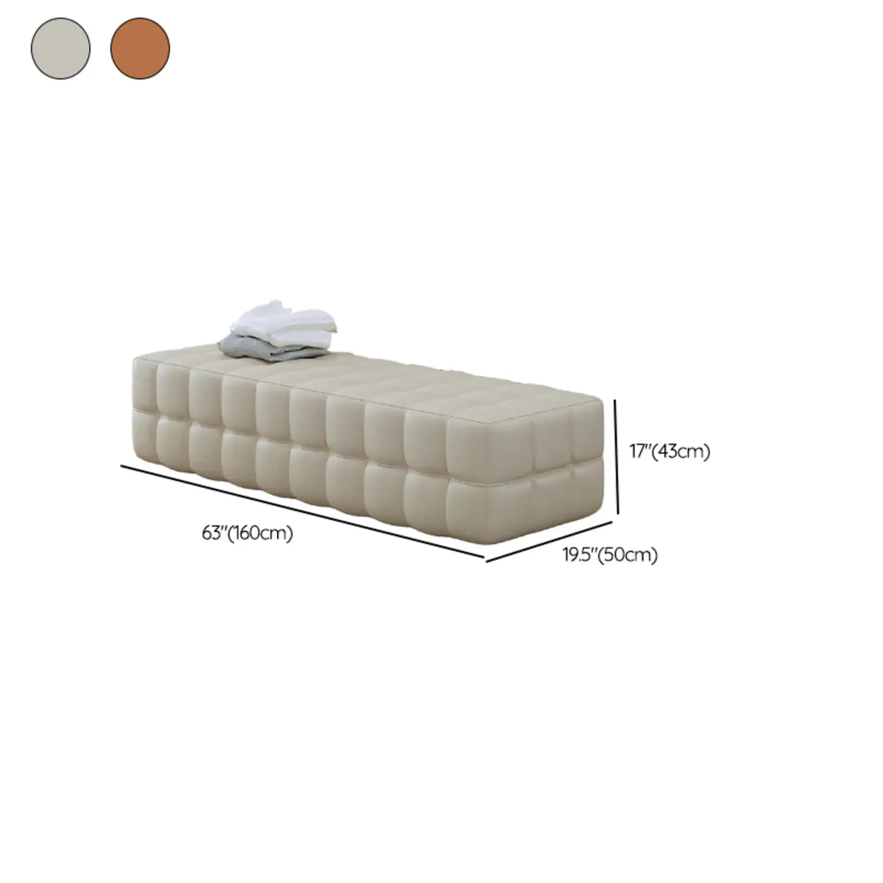 Modern Orange Upholstered Short Bedroom Bench