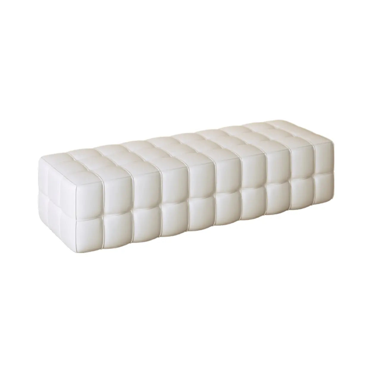 Modern Orange Upholstered Short Bedroom Bench — Off-White