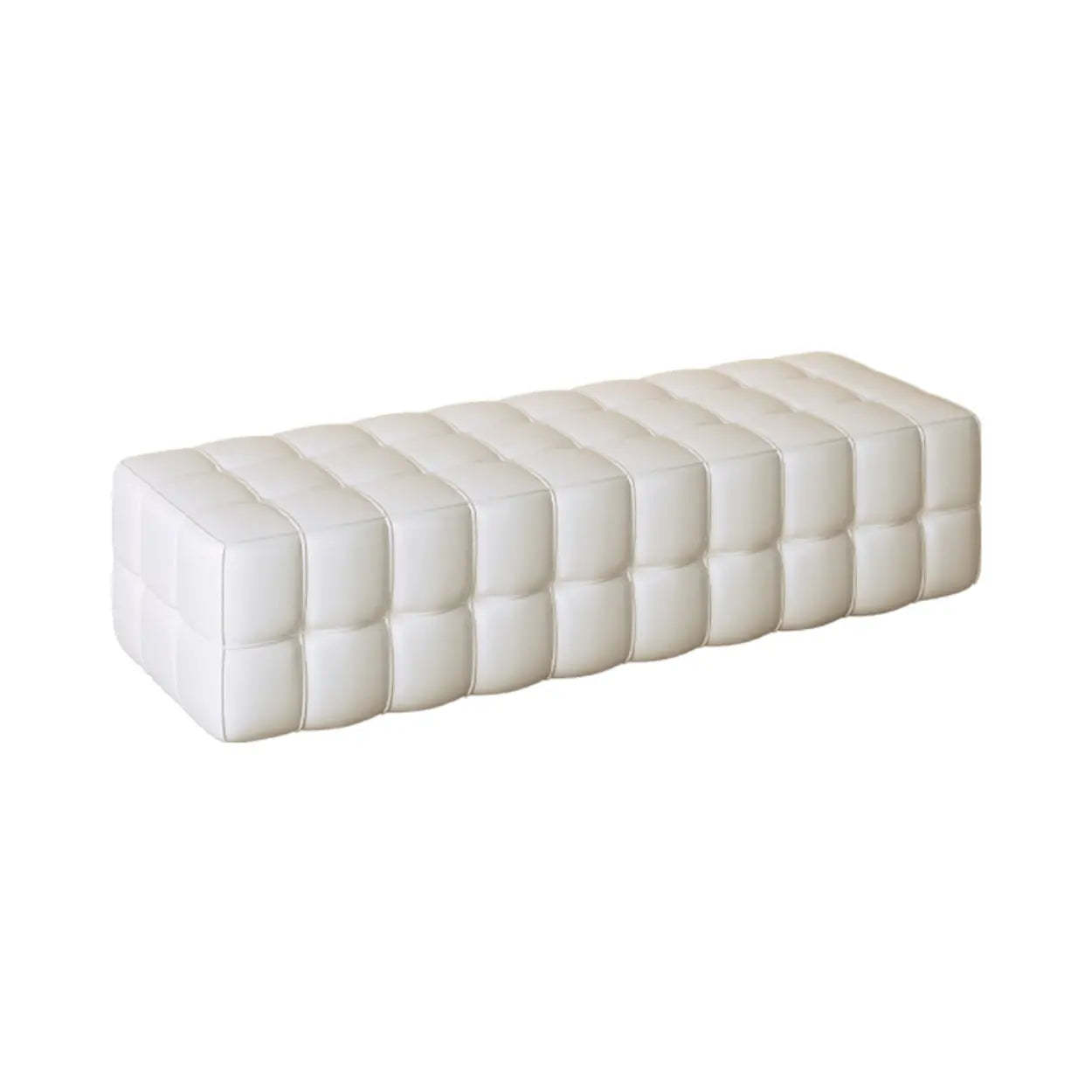 Modern Orange Upholstered Short Bedroom Bench — Off-White