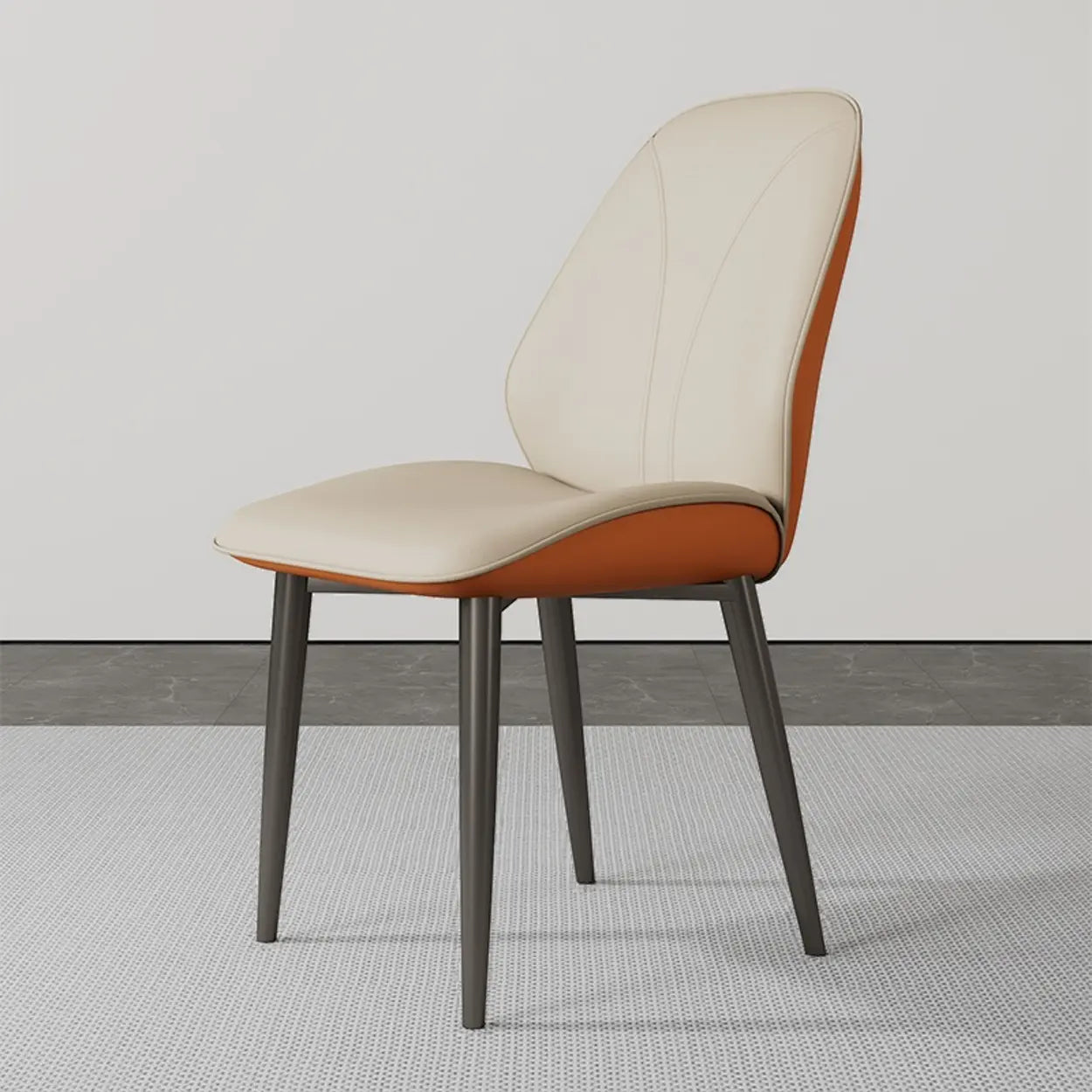 Modern Orange Leather Dining Chair — Orange
