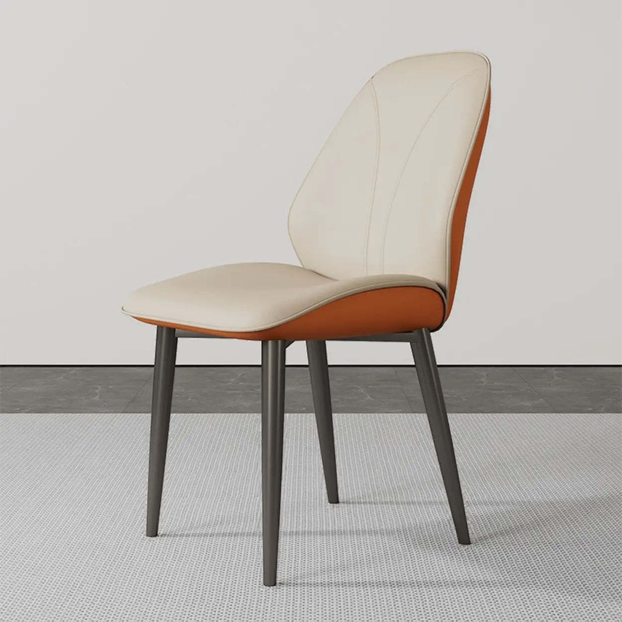 Modern Orange Leather Dining Chair — Orange