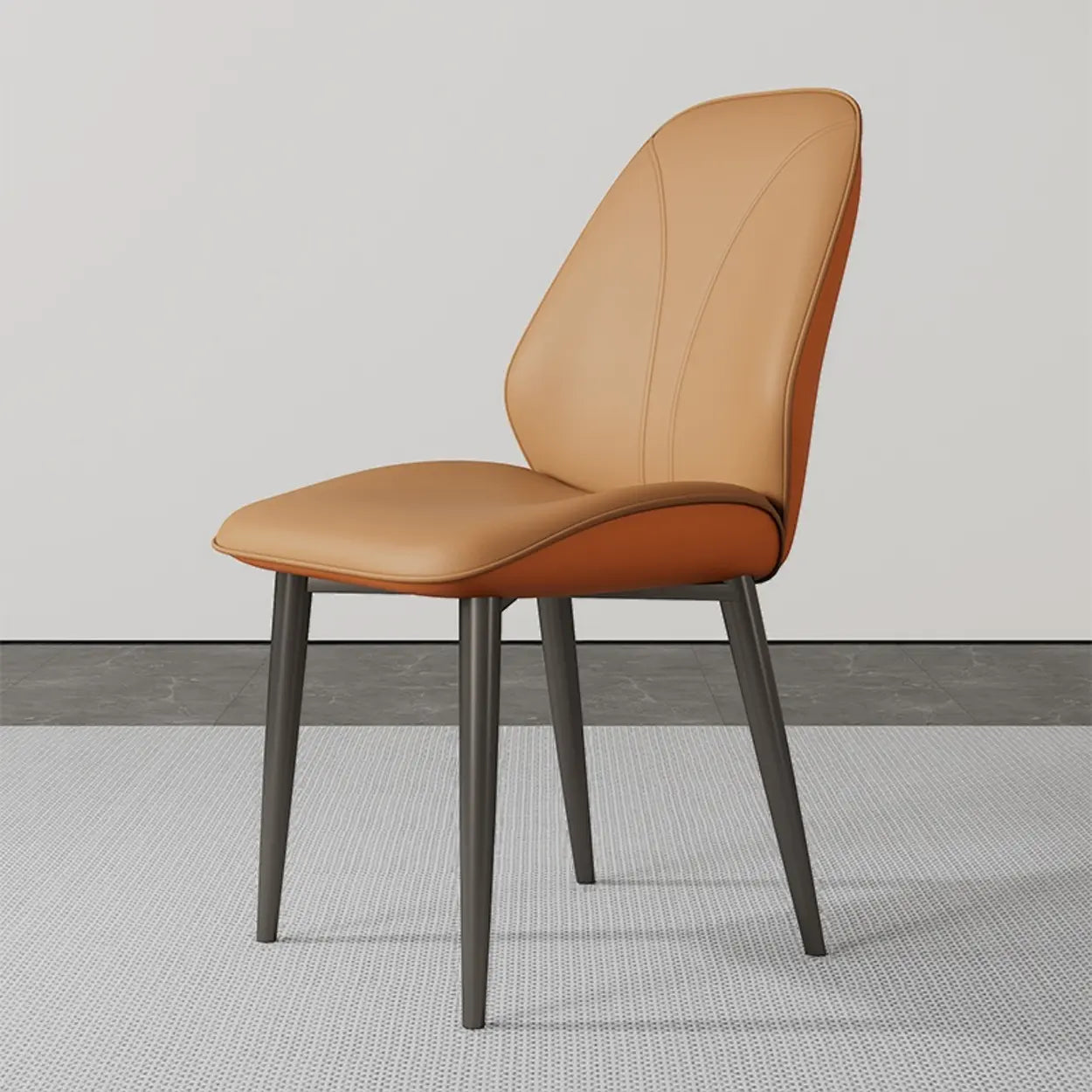 Modern Orange Leather Dining Chair