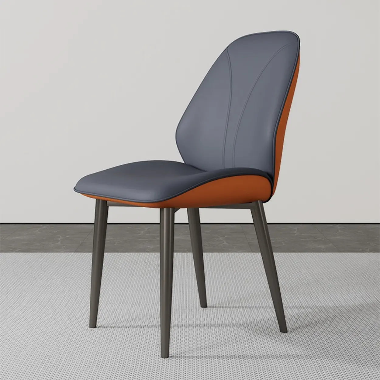 Modern Orange Leather Dining Chair