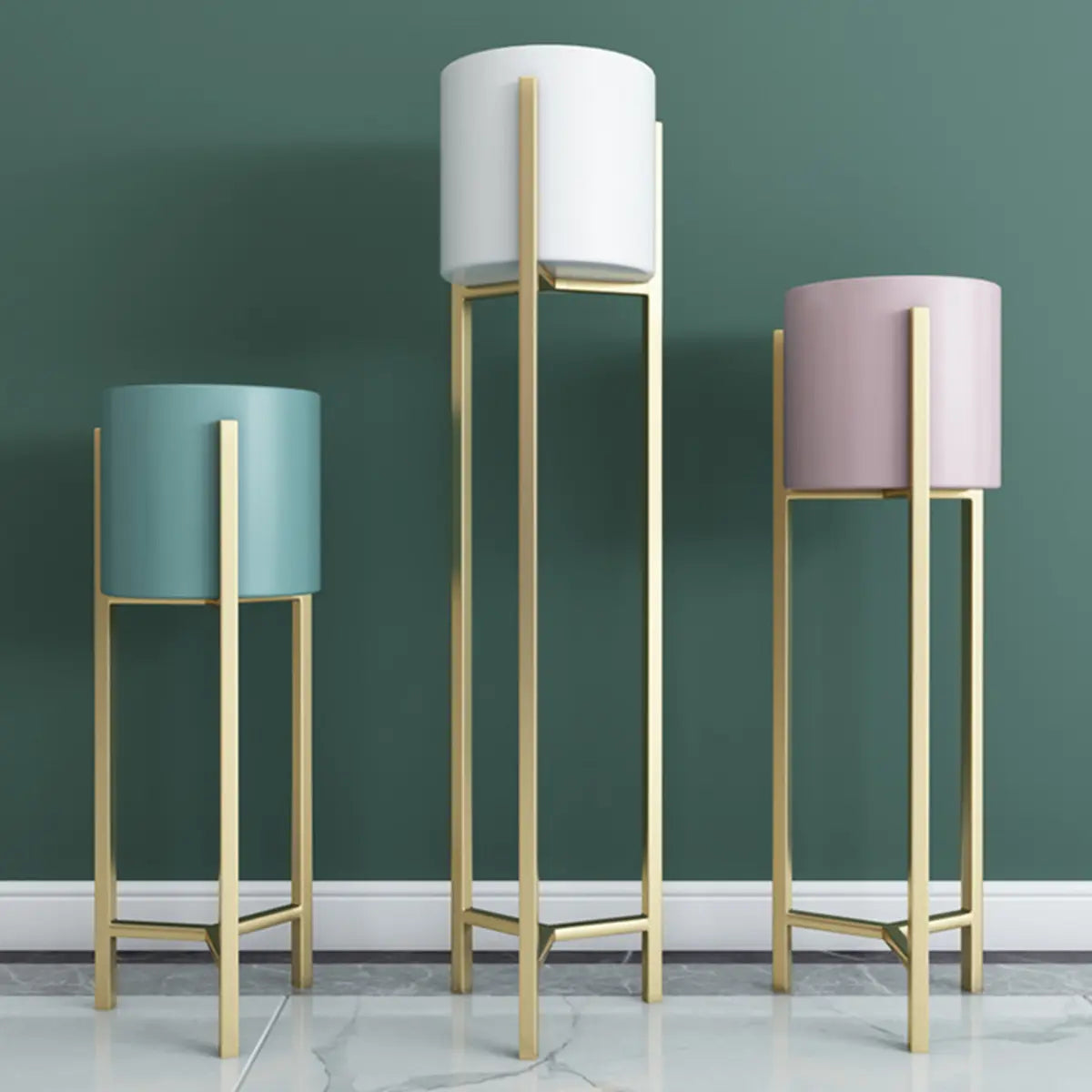Modern Orbicular Gold Metal Floor Plant Stand — Gold