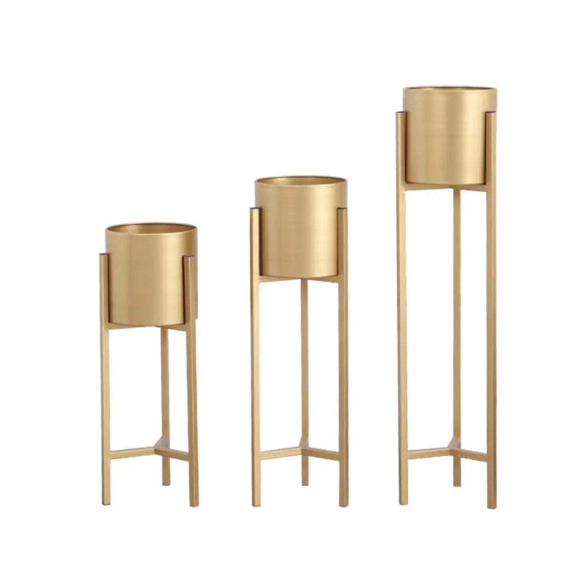 Modern Orbicular Gold Metal Floor Plant Stand — Gold