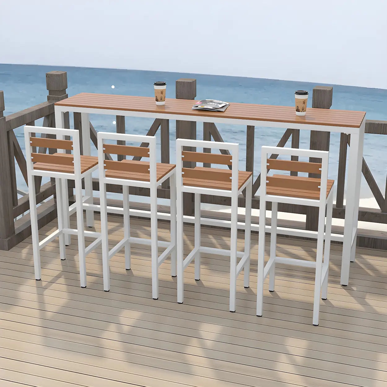 Modern Outdoor Counter-Height Bar Table — White / Table Only