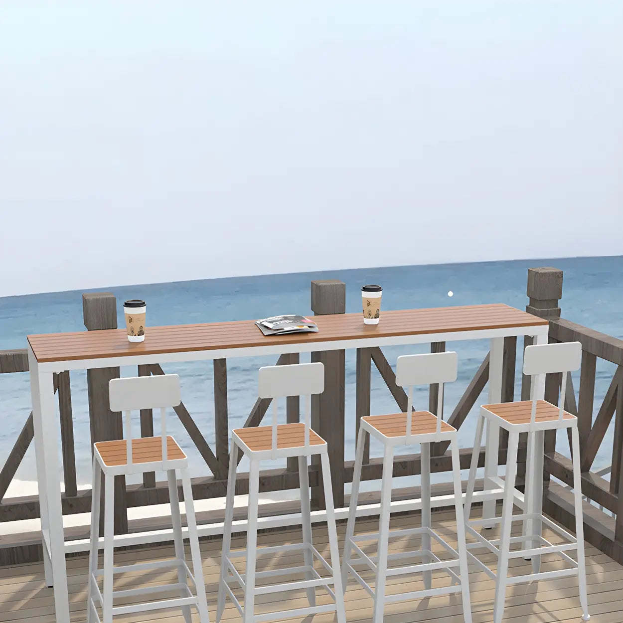 Modern Outdoor Counter-Height Bar Table — Black / Table Only