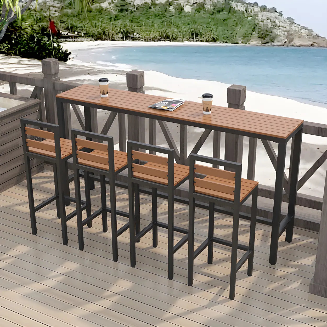 Modern Outdoor Counter-Height Bar Table — White / Table Only