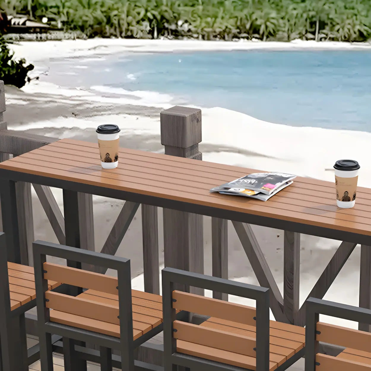 Modern Outdoor Counter-Height Bar Table — White / Table Only