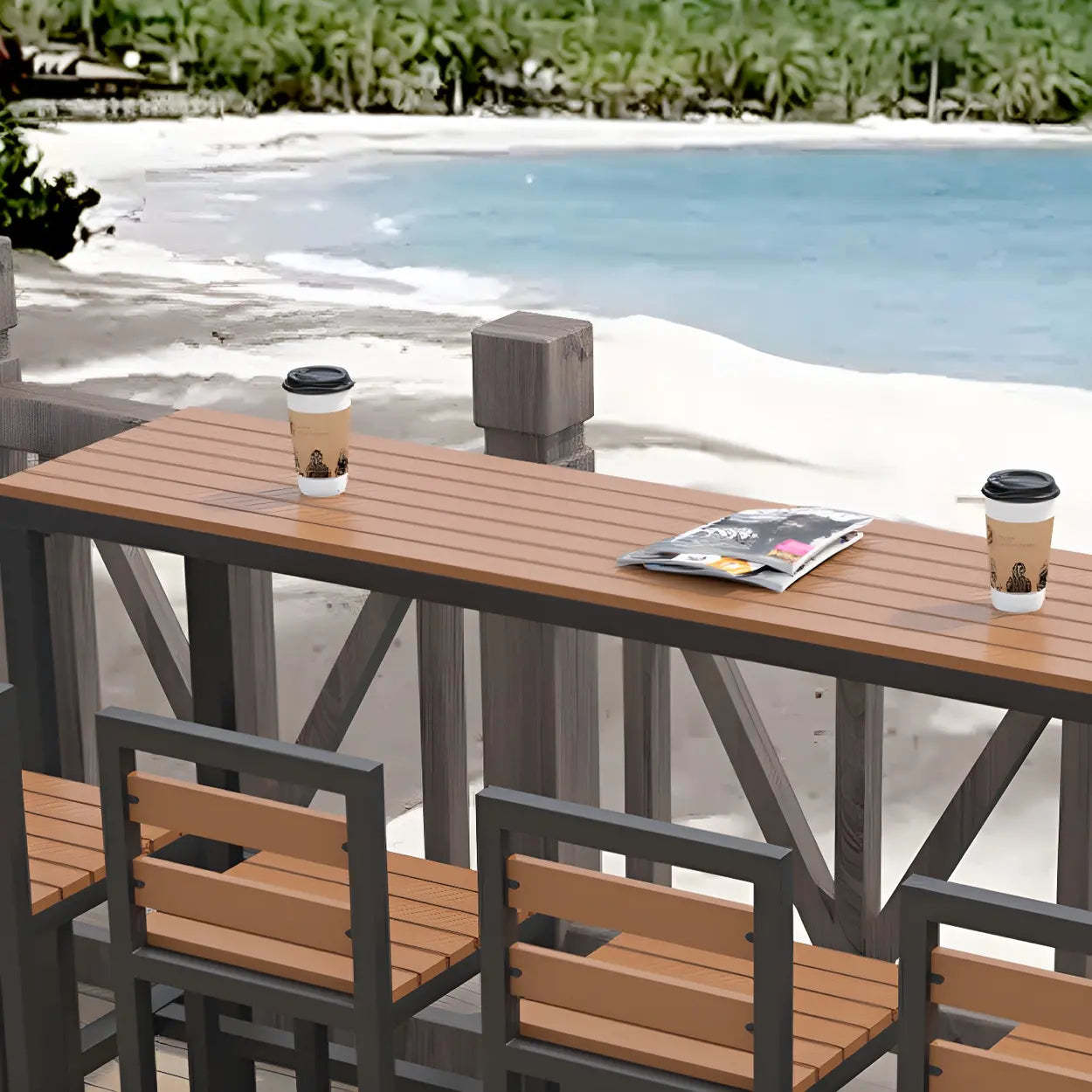 Modern Outdoor Counter-Height Bar Table — White / Table Only