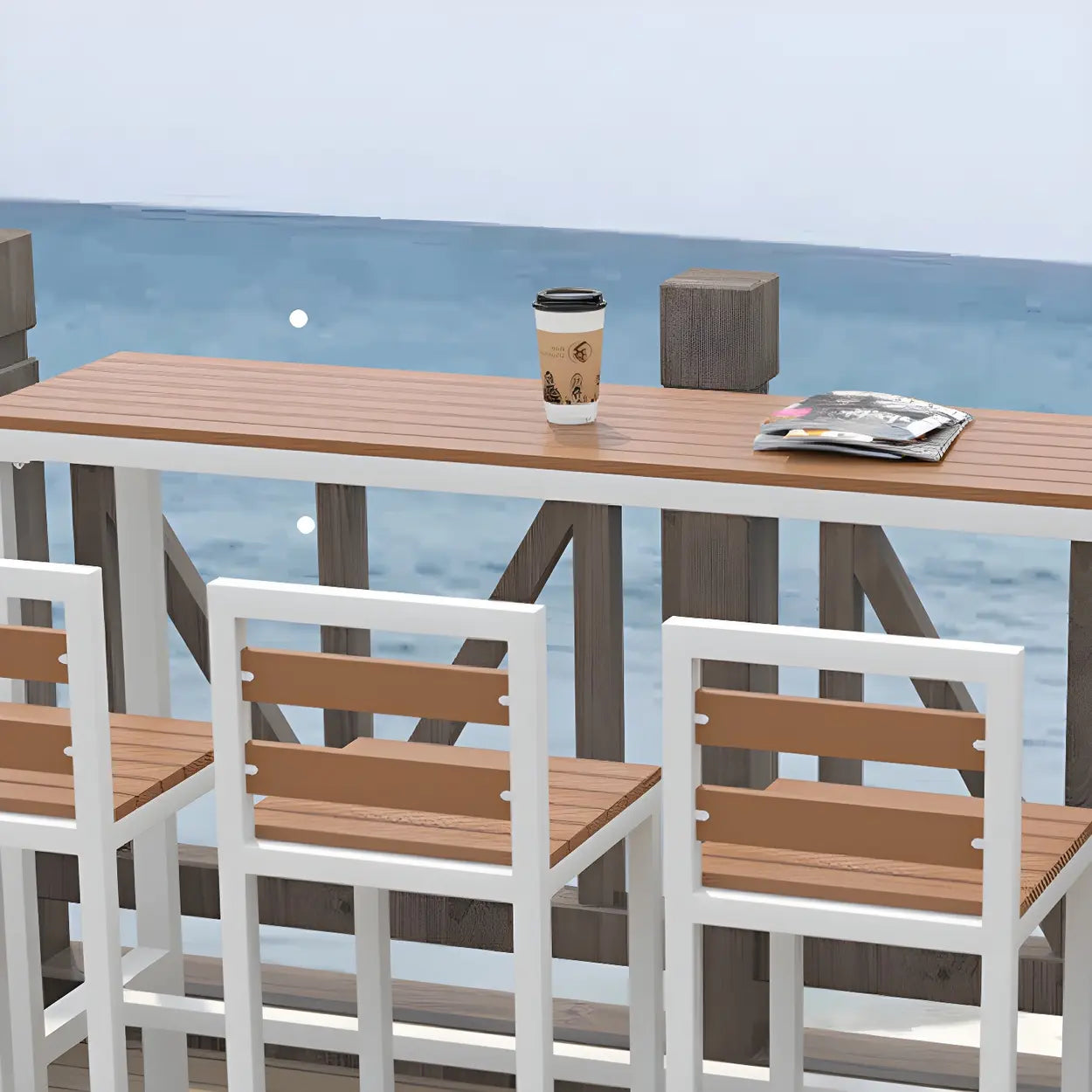 Modern Outdoor Counter-Height Bar Table — Black / Table Only