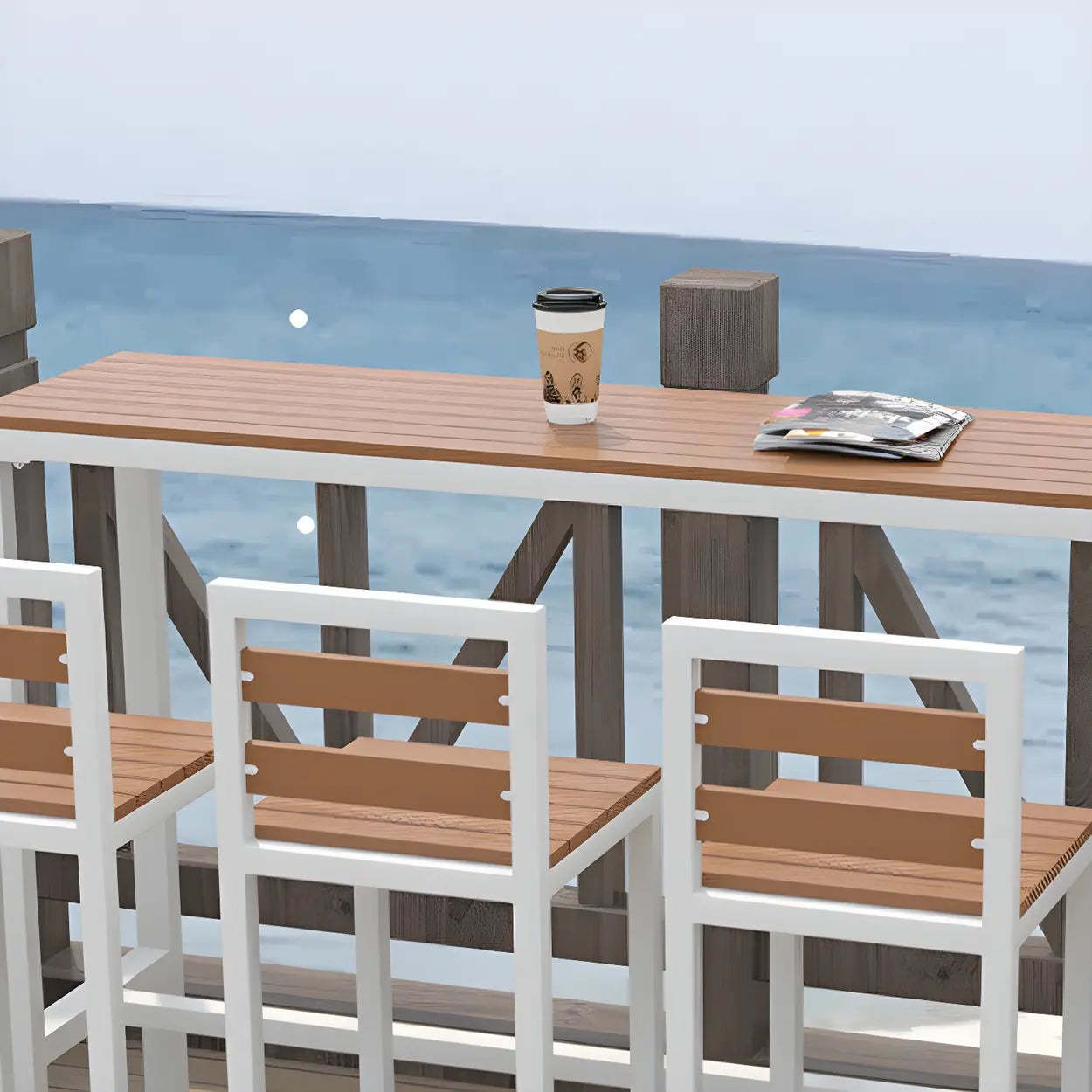 Modern Outdoor Counter-Height Bar Table — Black / Table Only