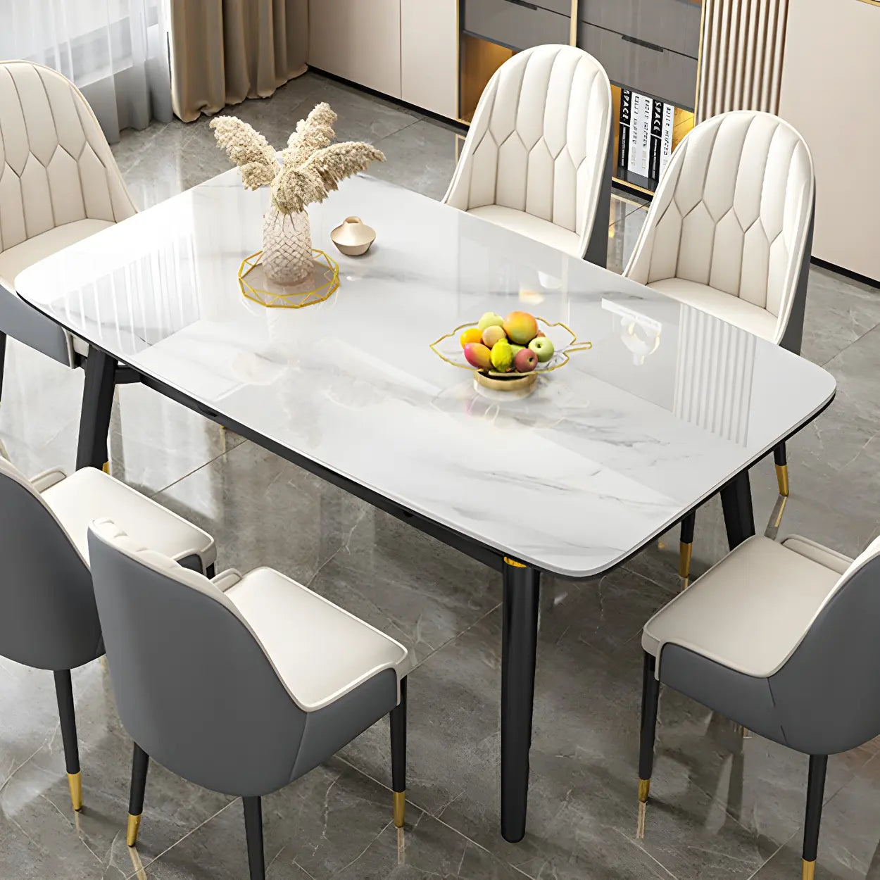 Modern Oval Marble Drop Leaf Dining Table