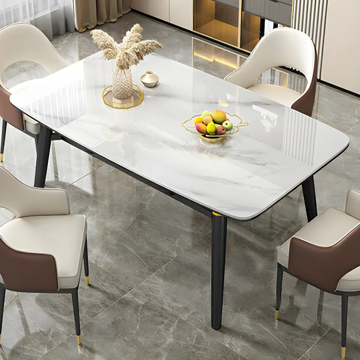 Modern Oval Marble Drop Leaf Dining Table