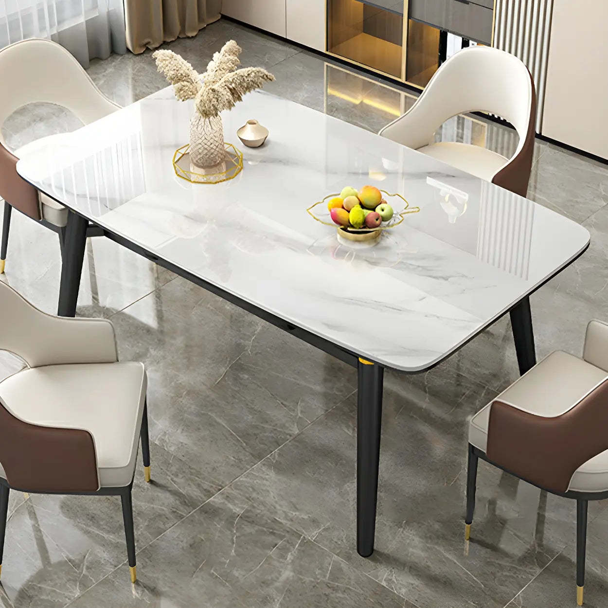Modern Oval Marble Drop Leaf Dining Table
