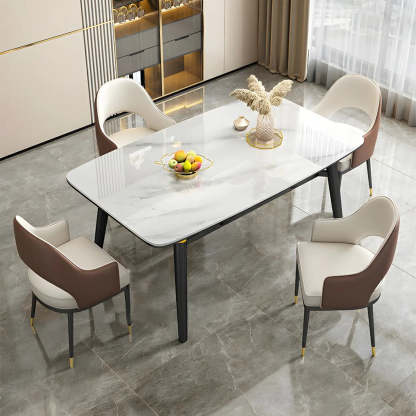 Modern Oval Marble Drop Leaf Dining Table