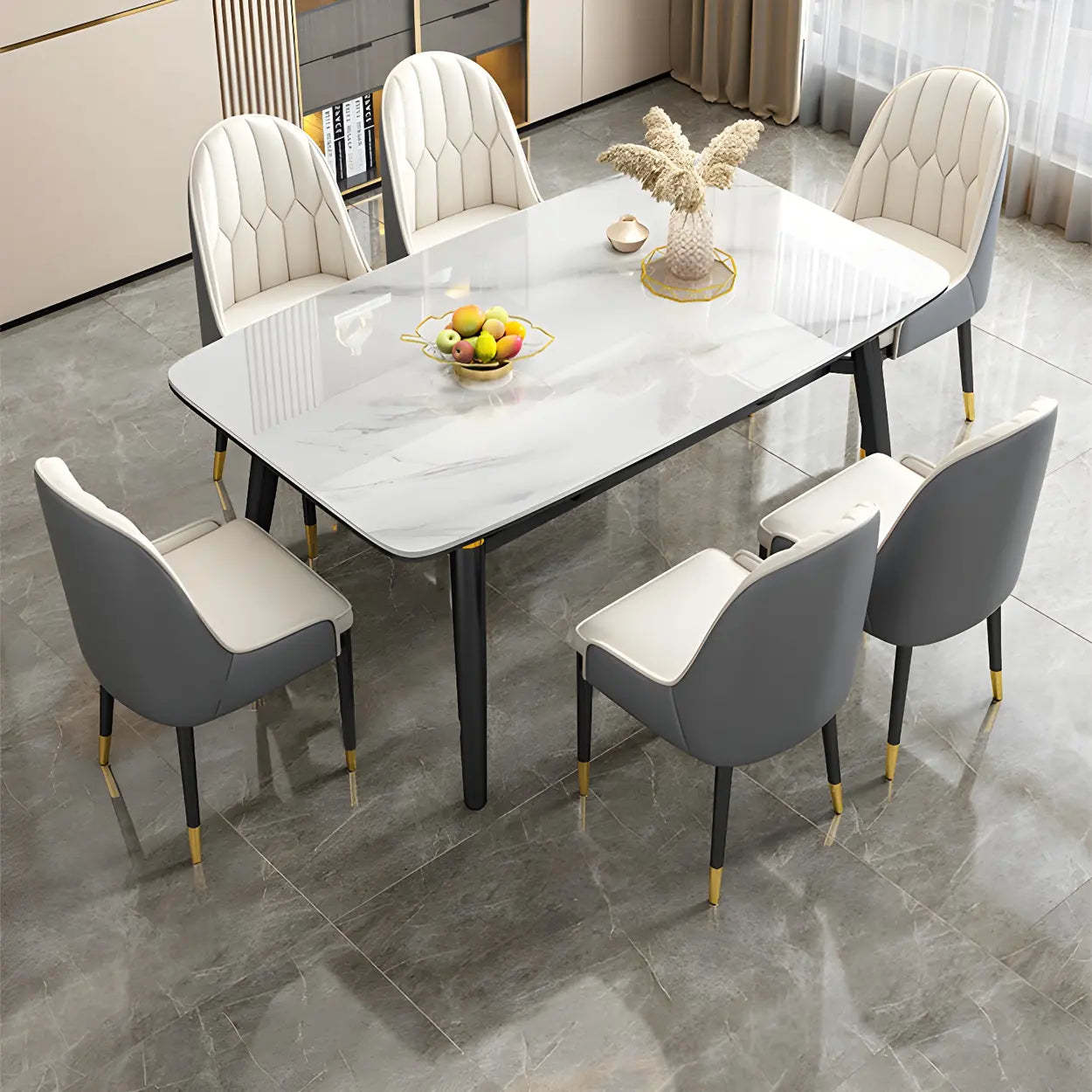 Modern Oval Marble Drop Leaf Dining Table