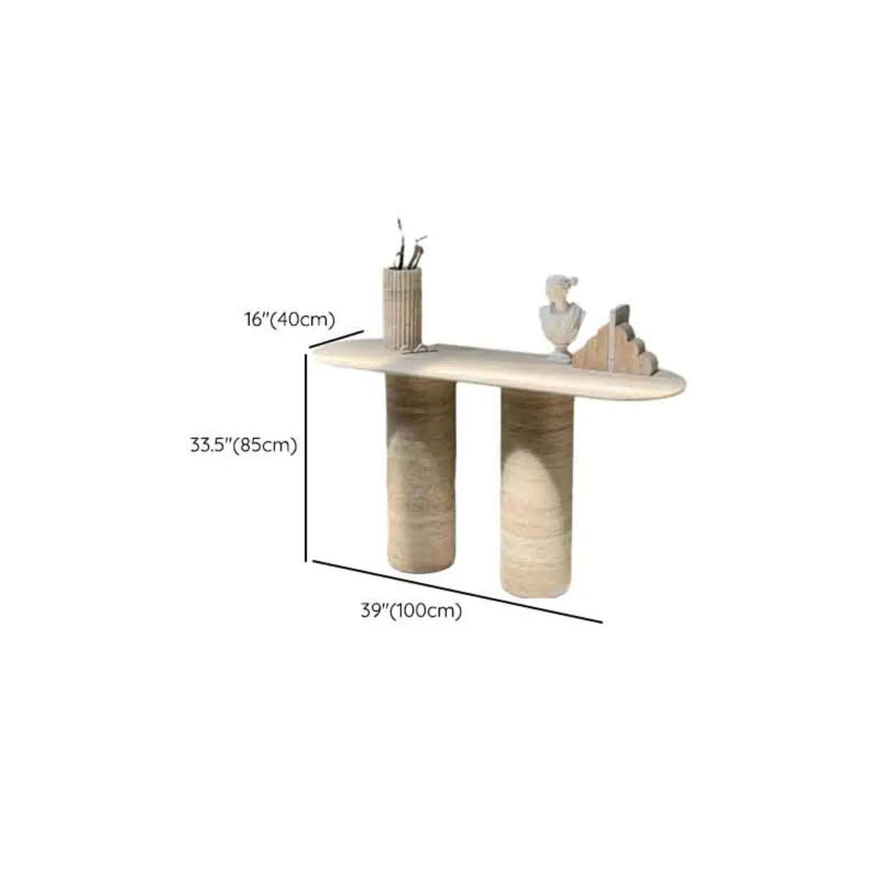 Modern Oval Stone Entryway Console Table