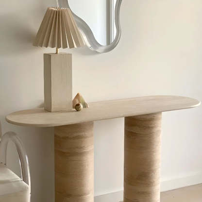 Modern Oval Stone Entryway Console Table