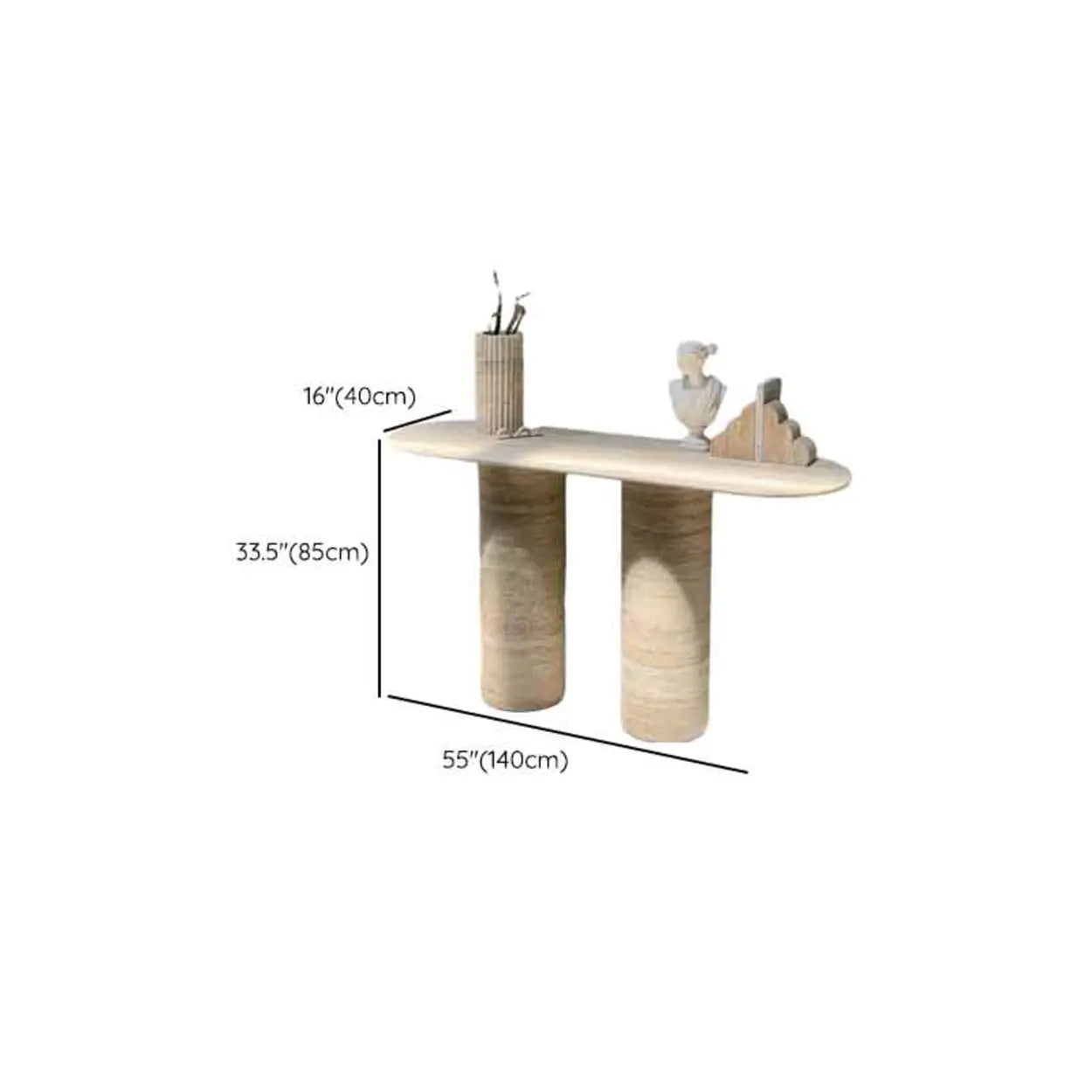 Modern Oval Stone Entryway Console Table