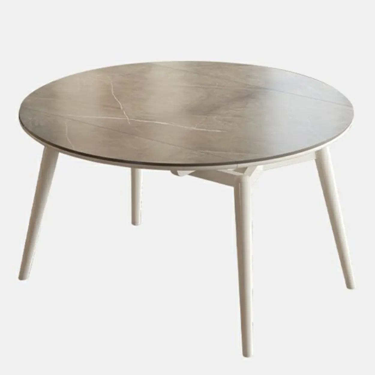 Modern Oval Stone-Top Extendable Wooden-Leg Dining Table — Black / Table Only