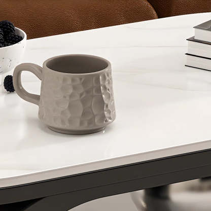 Modern Oval Stone Side Table with Casters — Black / Pandora