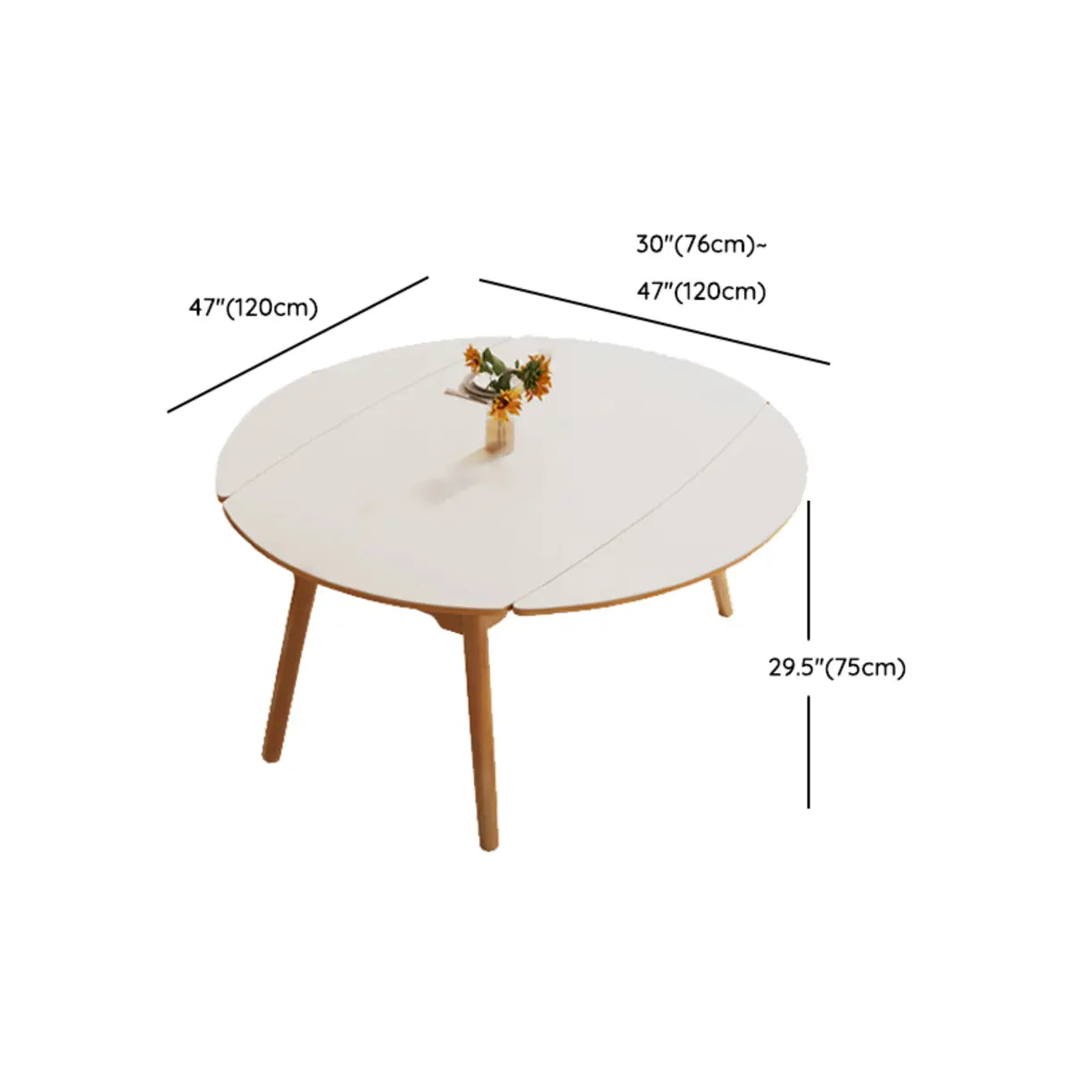 Modern Oval White Wood Self-Storing Leaf Dining Table