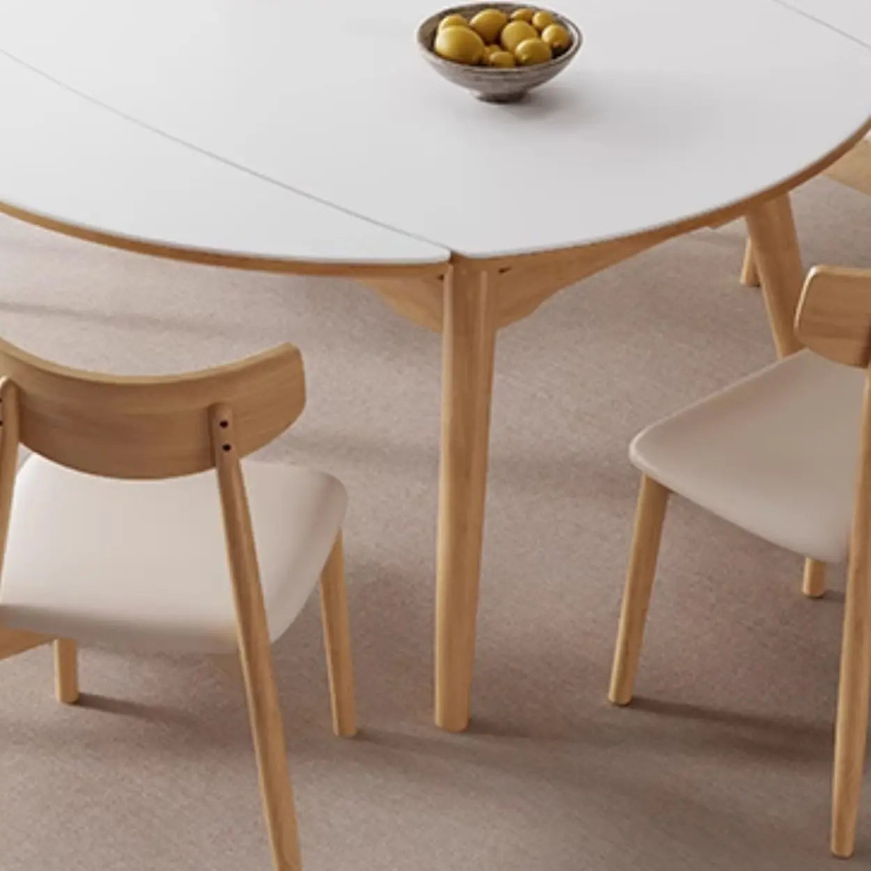 Modern Oval White Wood Self-Storing Leaf Dining Table