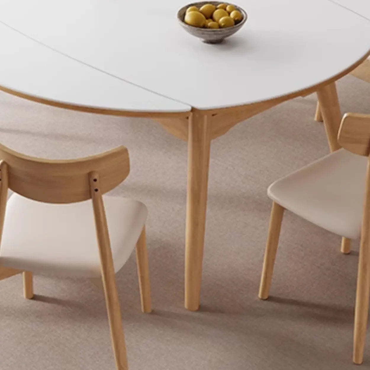 Modern Oval White Wood Self-Storing Leaf Dining Table