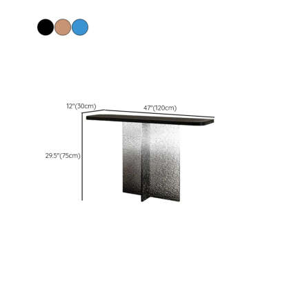 Modern Pedestal Stump Black Top Console Table — Blue