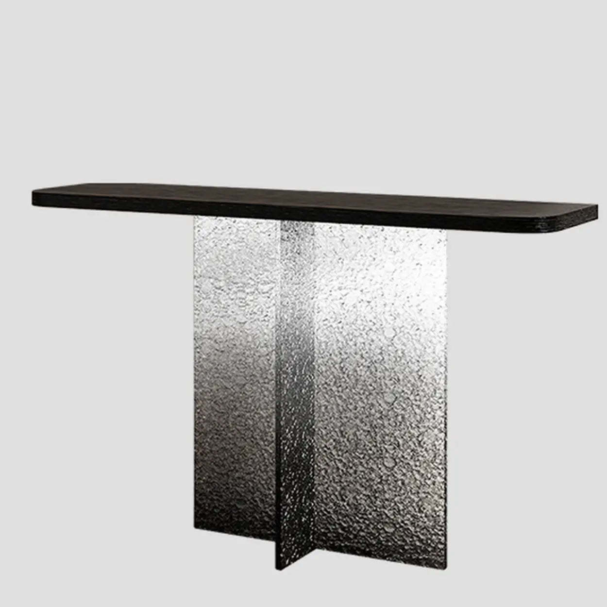 Modern Pedestal Stump Black Top Console Table — Black